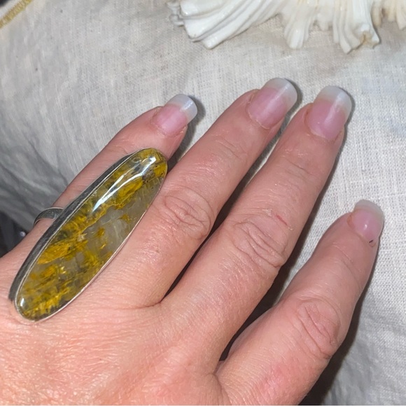 Stick Agate Handcrafted elongated Natural Gemstone ring - Picture 4 of 8